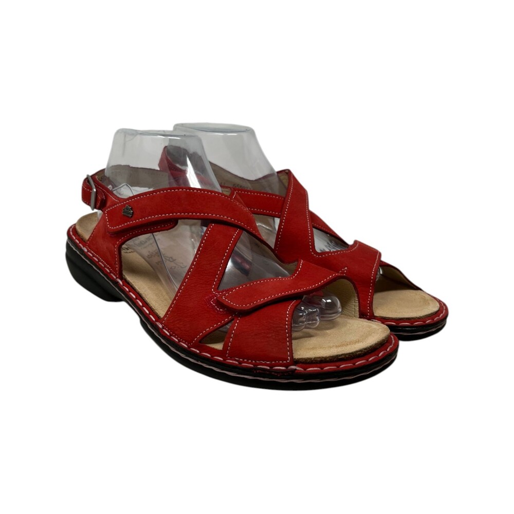 Finn Comfort Sandal Women's Size 10 -10.5 41 Red Nubuck Gomera Walking Slingback